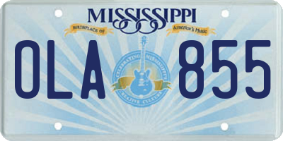 MS license plate OLA855