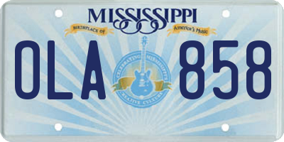 MS license plate OLA858