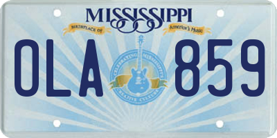 MS license plate OLA859