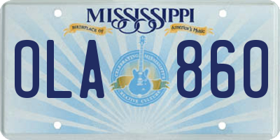 MS license plate OLA860