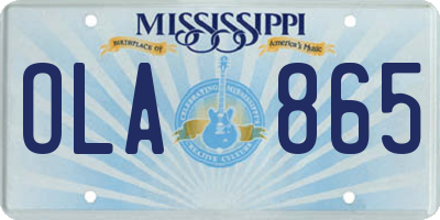 MS license plate OLA865