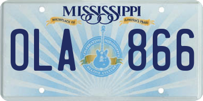 MS license plate OLA866