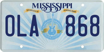 MS license plate OLA868