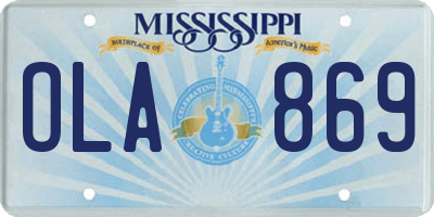 MS license plate OLA869