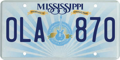 MS license plate OLA870