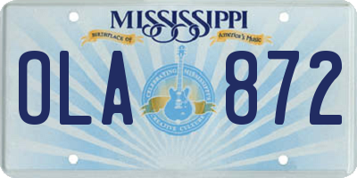 MS license plate OLA872