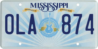MS license plate OLA874
