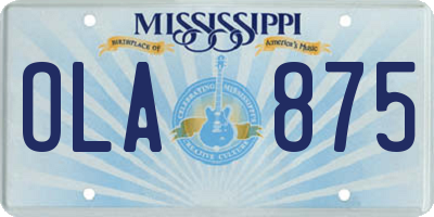 MS license plate OLA875