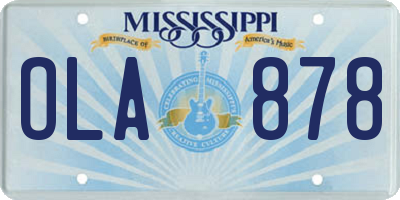 MS license plate OLA878