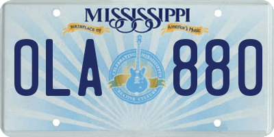 MS license plate OLA880