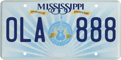 MS license plate OLA888