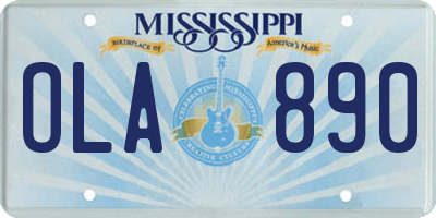 MS license plate OLA890