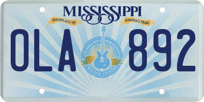 MS license plate OLA892