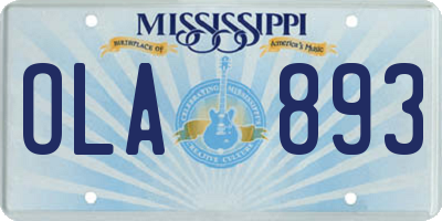 MS license plate OLA893