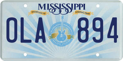 MS license plate OLA894