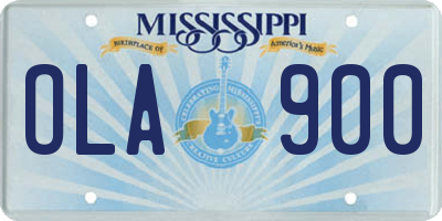 MS license plate OLA900