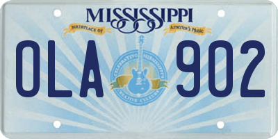 MS license plate OLA902