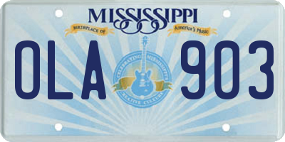 MS license plate OLA903