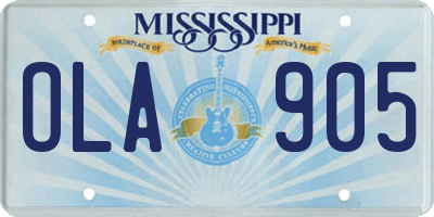 MS license plate OLA905