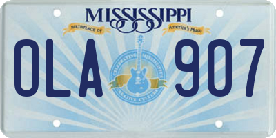 MS license plate OLA907