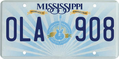 MS license plate OLA908