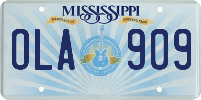 MS license plate OLA909