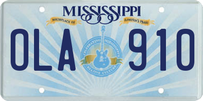 MS license plate OLA910