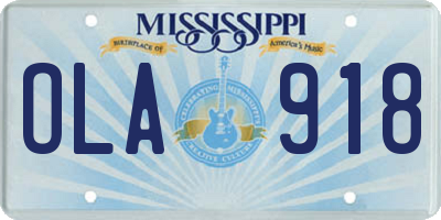 MS license plate OLA918