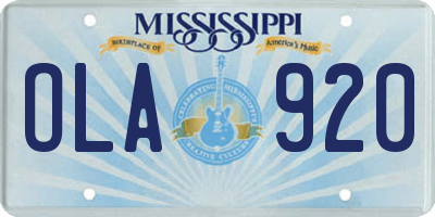 MS license plate OLA920