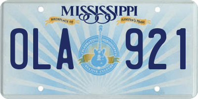 MS license plate OLA921