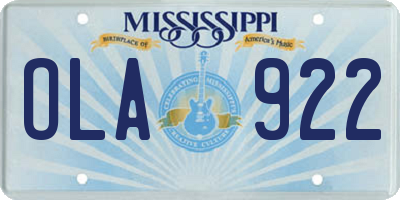 MS license plate OLA922