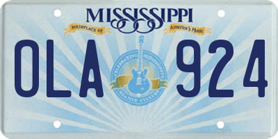 MS license plate OLA924