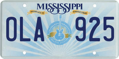 MS license plate OLA925