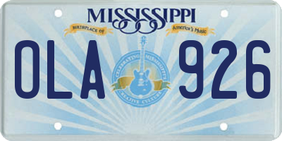 MS license plate OLA926