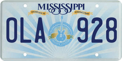MS license plate OLA928