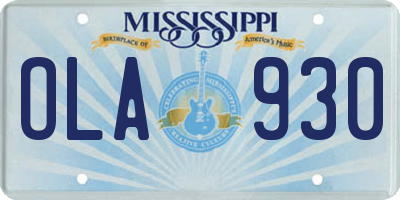 MS license plate OLA930