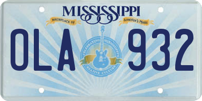 MS license plate OLA932