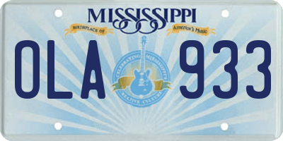 MS license plate OLA933