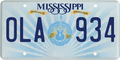 MS license plate OLA934