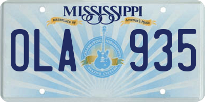 MS license plate OLA935