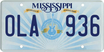 MS license plate OLA936