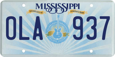 MS license plate OLA937