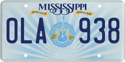 MS license plate OLA938