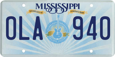 MS license plate OLA940