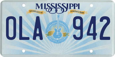 MS license plate OLA942