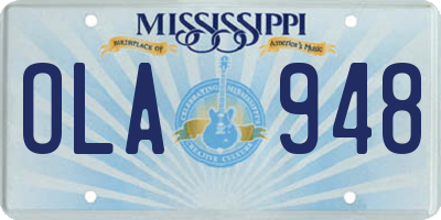 MS license plate OLA948