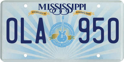 MS license plate OLA950