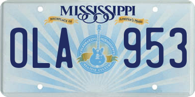 MS license plate OLA953