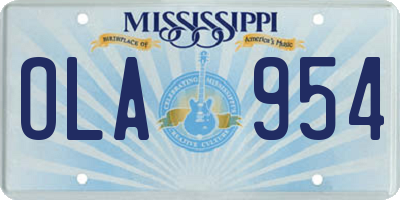 MS license plate OLA954