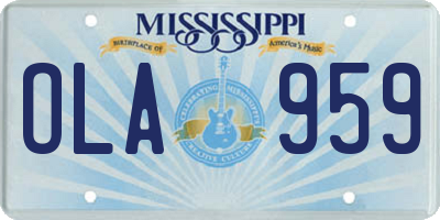 MS license plate OLA959